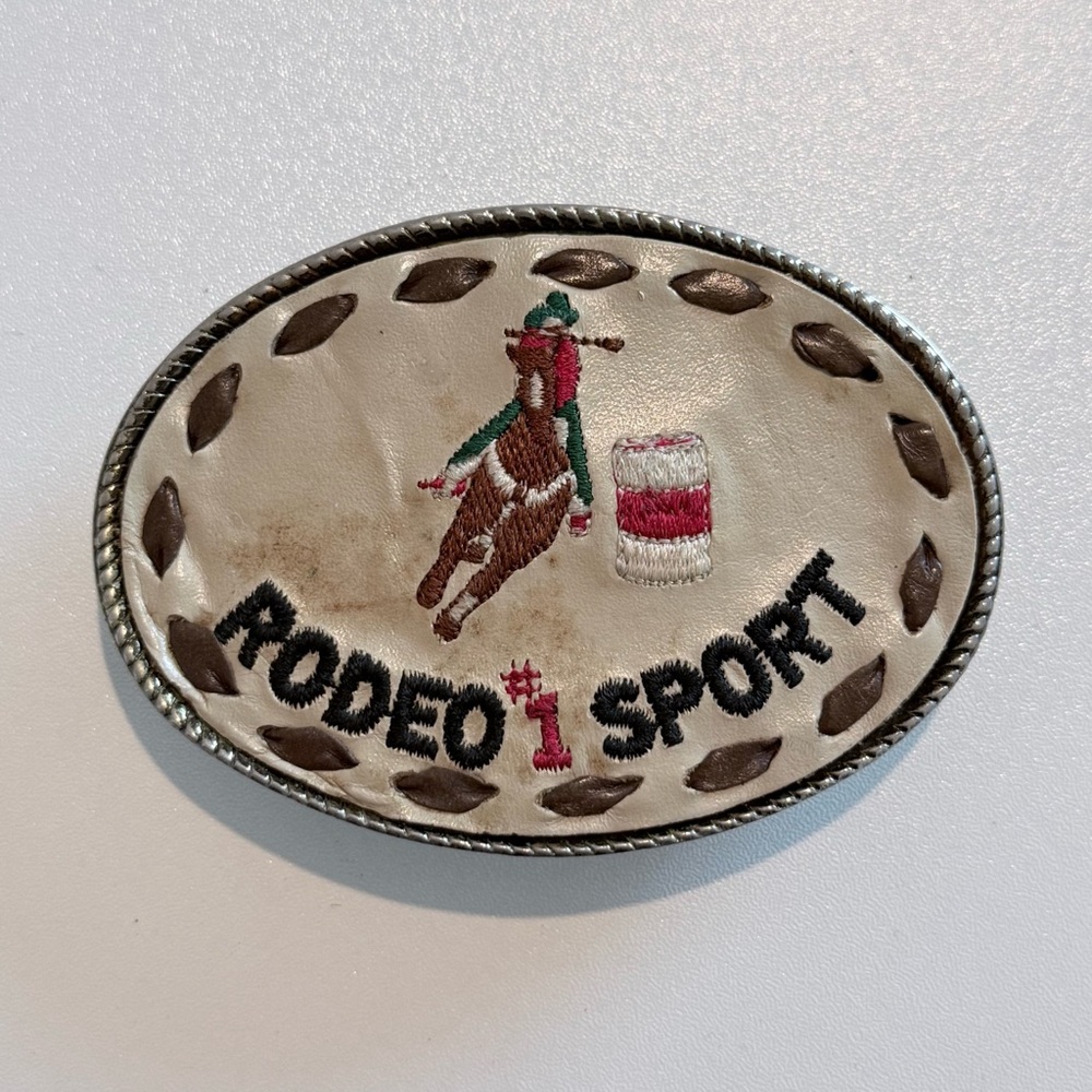 Vintage Rodeo Sport Belt Buckle with Horse Design